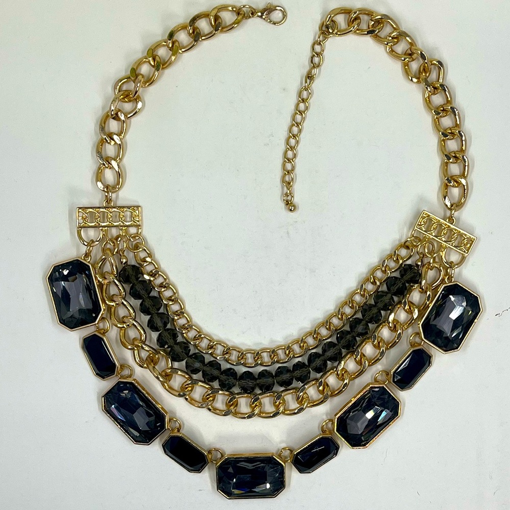 Chunky Crystal Multi Strand Vintage Statement Necklace